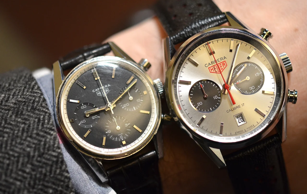 Two Watches Designed By Jack fake Tag Heuer, Almost 50 Years Apart, Next To Each Other